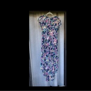 Vintage Floral Short Sleeve Dress Short Front with Long Back